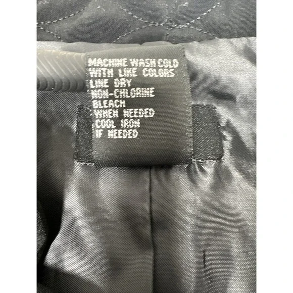 R.Q.T. Black Lined Quilted Embroidered Lightweight Button Up Jacket Womens SZ L - Picture 7 of 8